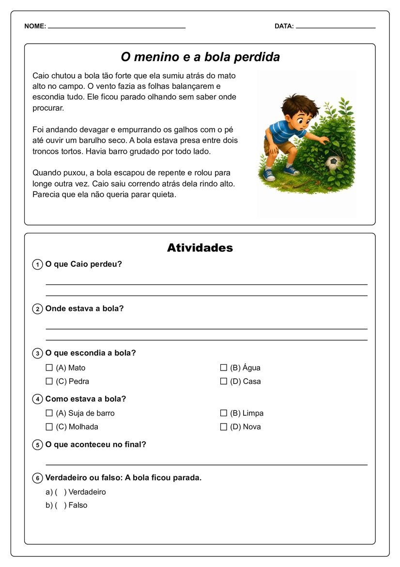 Pequenos textos ilustrados com interpretação material para aula página 40